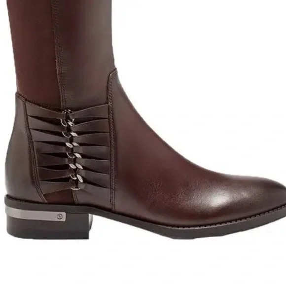 Vince Camuto Prolanda Women's Leather Tall Strappy Knee High Riding Boots 6M